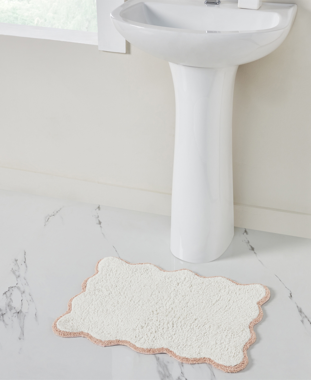 Vcny Home Scallop Cotton Bath Rug, 17" x 24"