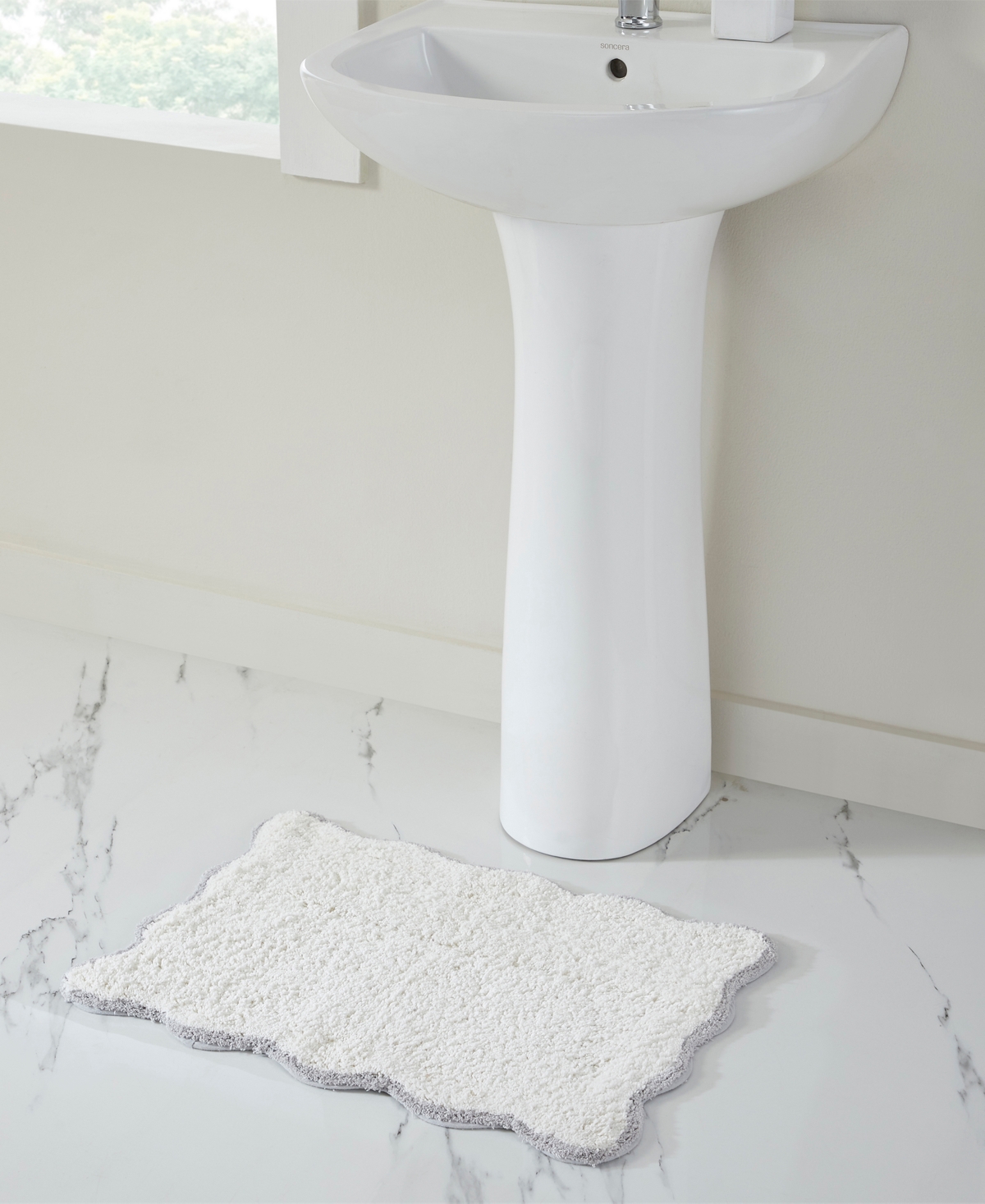 Vcny Home Scallop Cotton Bath Rug, 17" X 24" In Gray