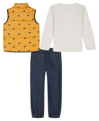 Boys' 2T-7 Sleeveless Vest, T-Shirt and Pants, 3-Piece Set