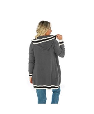 Women's Gray Clemson Tigers Tri-Blend Rounded Stripe Cardigan
