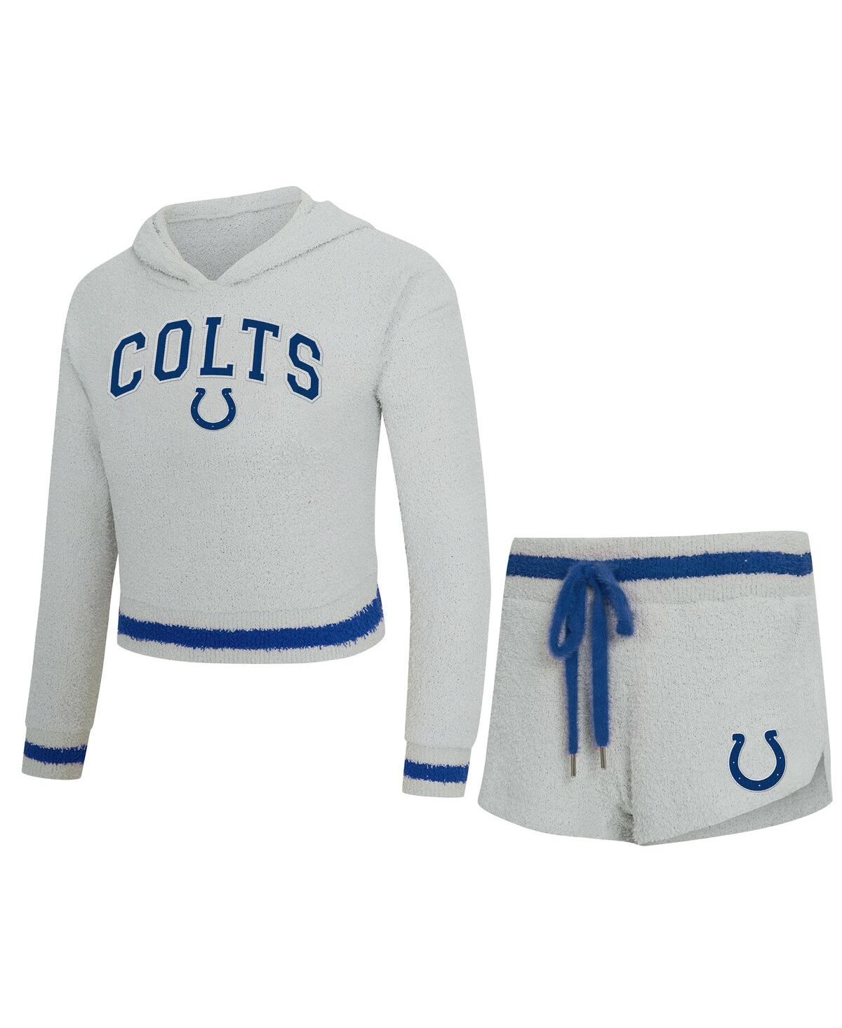 Concepts Sport Women's 2-Piece Gray Indianapolis Colts Whitley Long Sleeve Hoodie Top and Shorts Set