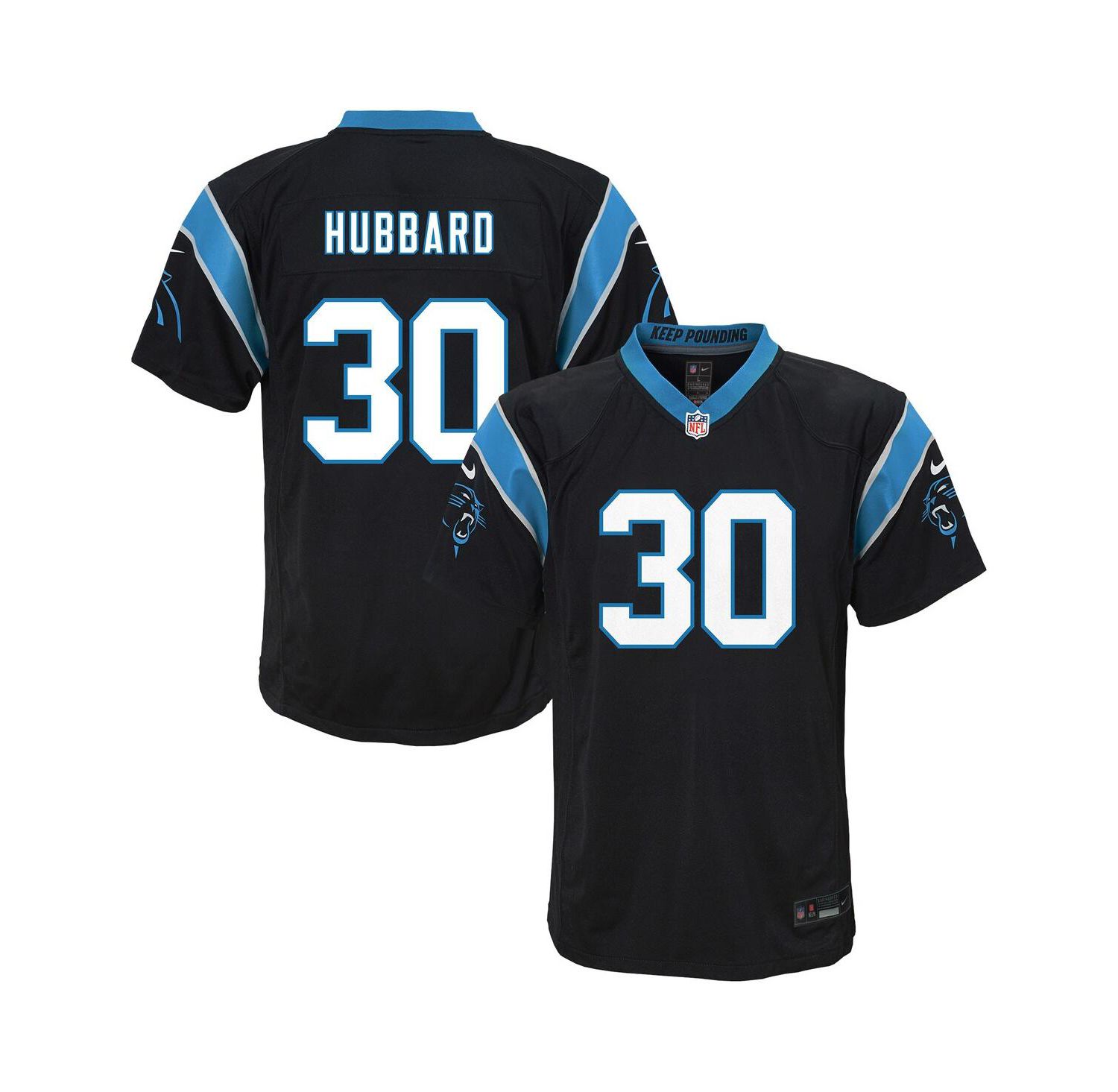 Big Boys and Girls Chuba Hubbard Black Carolina Panthers Team Game Jersey