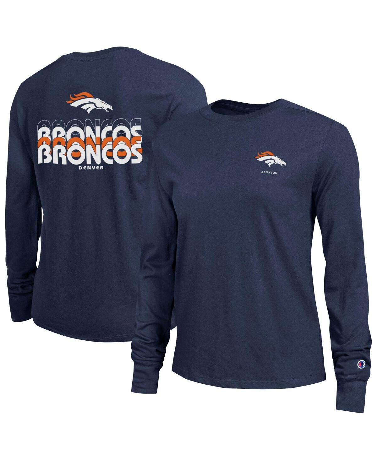 Champion Women's Navy Denver Broncos Core Long-Sleeve T-Shirt - Navy-image