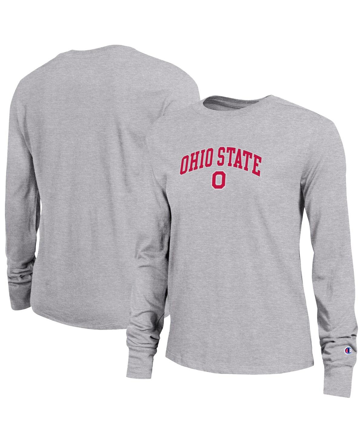 Champion Women's Gray Ohio State Buckeyes Arch Over Logo Long Sleeve T-Shirt