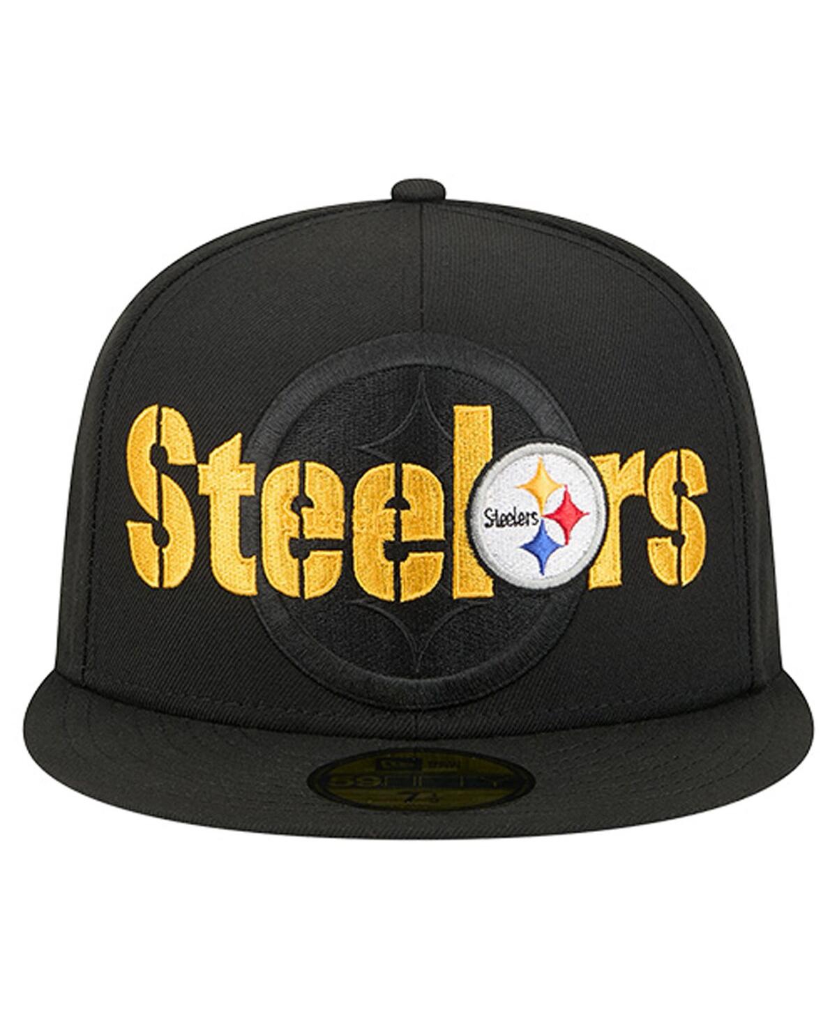 New Era Men's Black Pittsburgh Steelers Overlap Wordmark 59FIFTY Fitted Hat