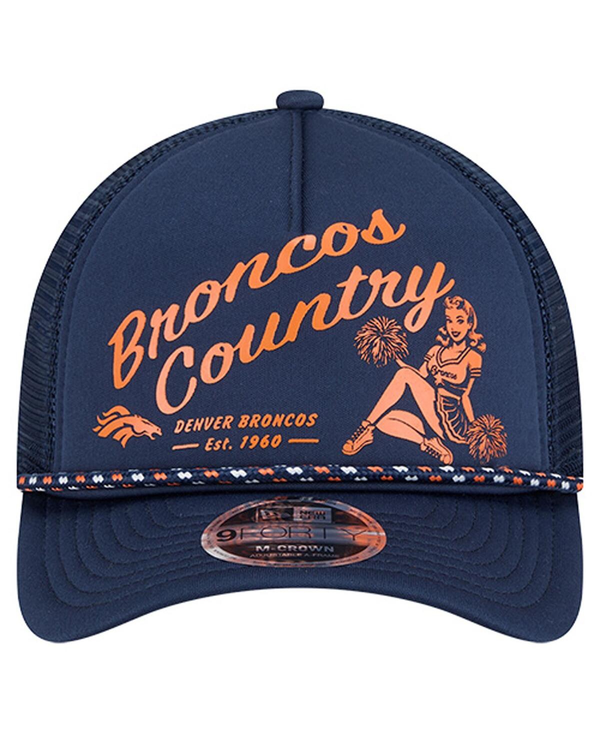 New Era Men's Navy Denver Broncos Gas Station 9FORTY A-Frame M-Crown Adjustable Trucker Hat