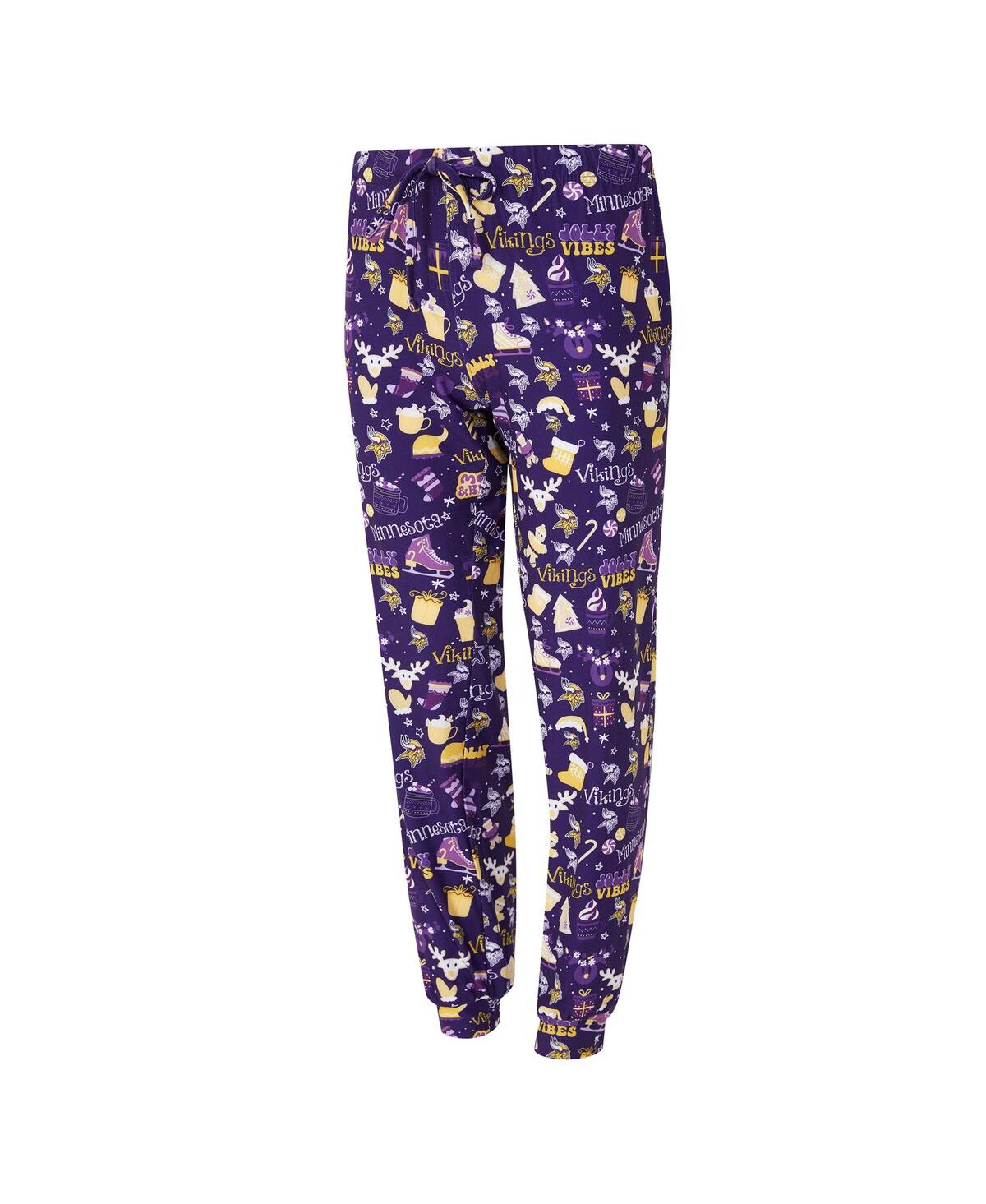 Concepts Sport Women's 2-piece Purple Minnesota Vikings Chestnut Long Sleeve T-shirt And Pants Sleep Set In Purple