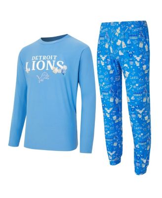 Concepts Sport - Men's Blue Detroit Lions Chestnut Long Sleeve Top and Pants Set