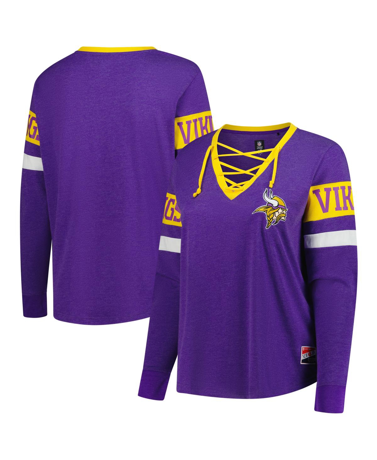 New Era Women's Purple Minnesota Vikings Throwback Lace-up Long-sleeve T-shirt In Purple