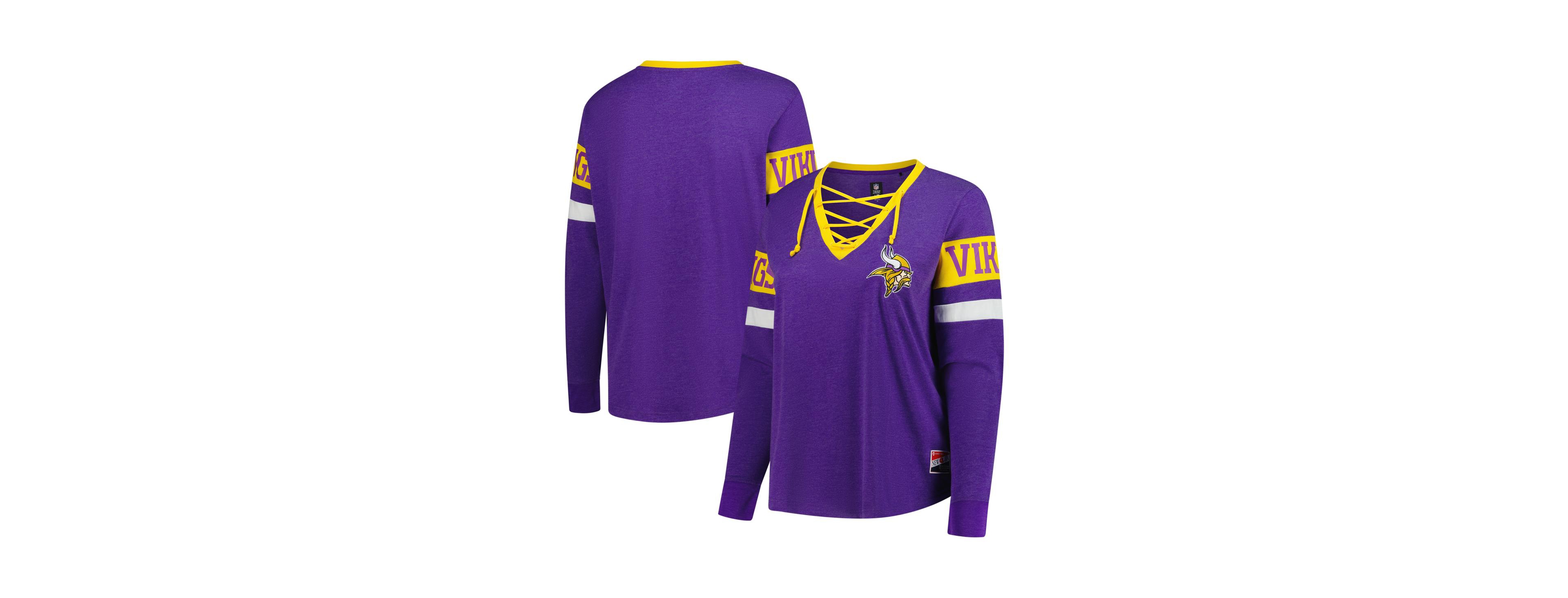 New Era Women's Purple Minnesota Vikings Plus Throwback Lace-Up Long Sleeve T-Shirt