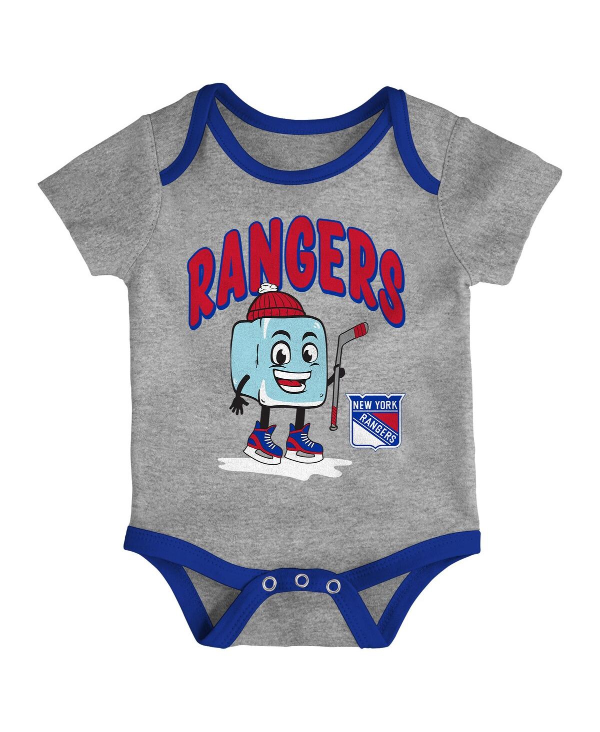 Outerstuff Baby Boys And Girls 3-piece New York Rangers Triple Header Bodysuit Set In Blue