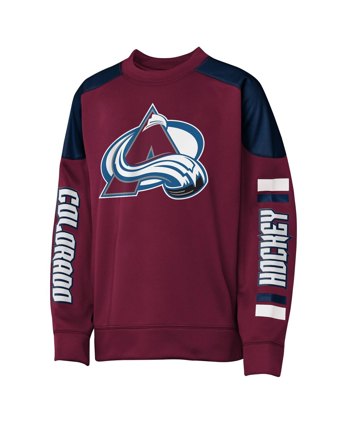 Outerstuff Big Boys and Girls Nathan MacKinnon Burgundy Colorado Avalanche Best Defense Name Number Crewneck Sweatshirt