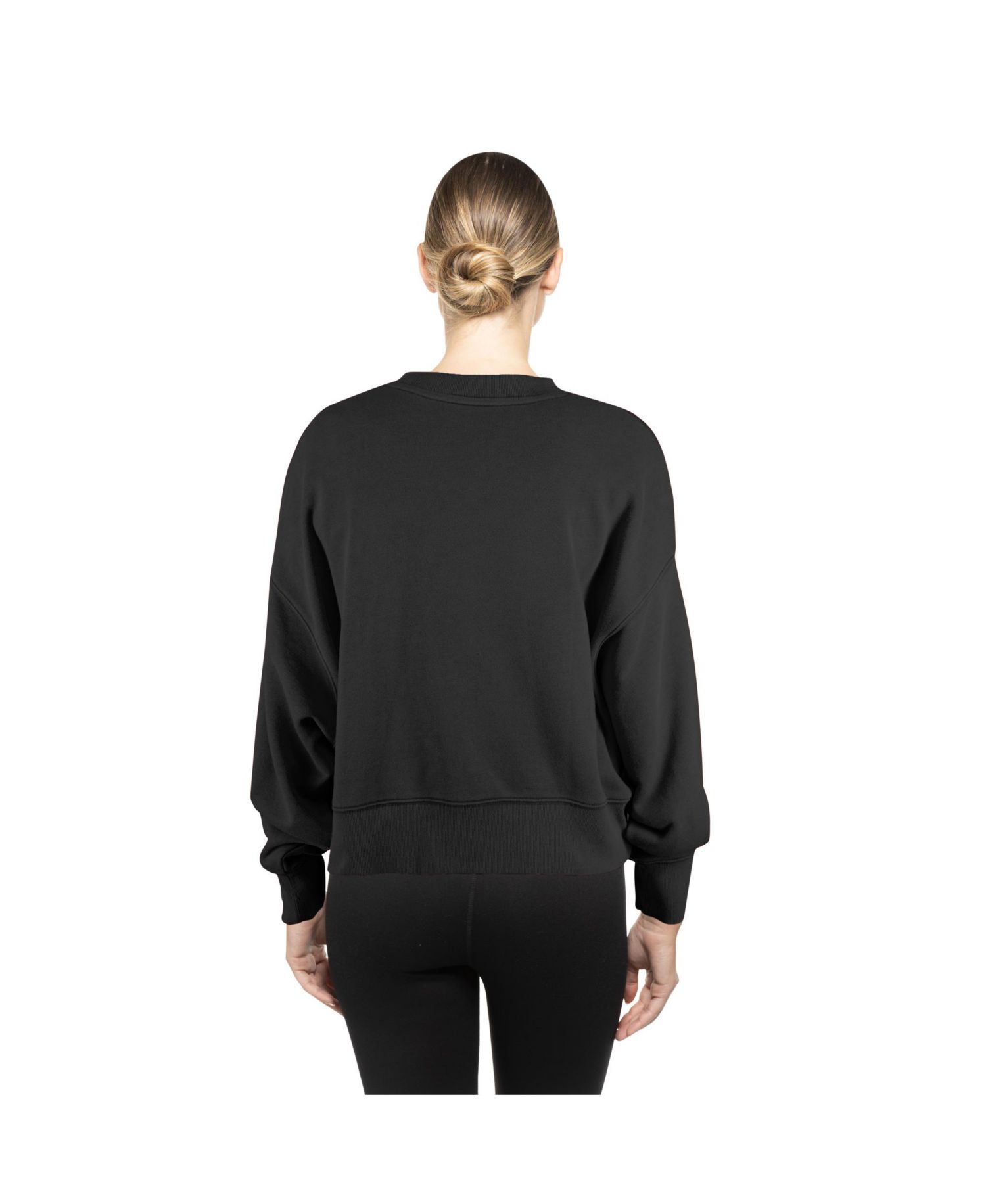 Women's Black Detroit Lions Oversized Throwback Mineral Wash Crew Neck Sweatshirt
