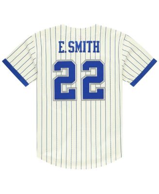Men's Emmitt Smith Cream Dallas Cowboys Name Number Mesh Button-Up Baseball Jersey