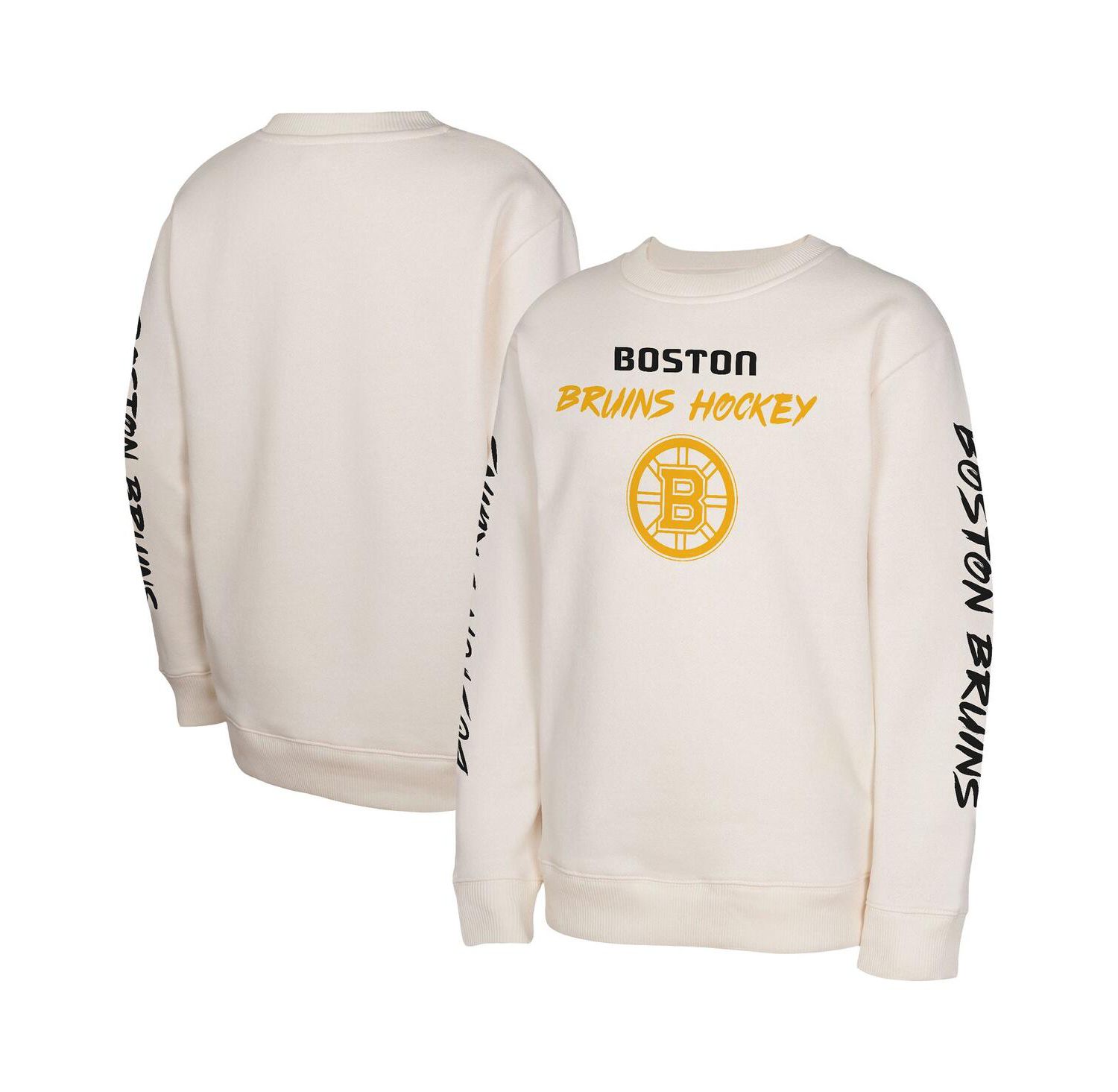Big Boys and Girls Cream Boston Bruins Star Power Pullover Sweatshirt