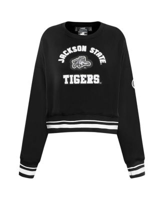 Women's Black Jackson State Tigers Cropped Pullover Sweatshirt
