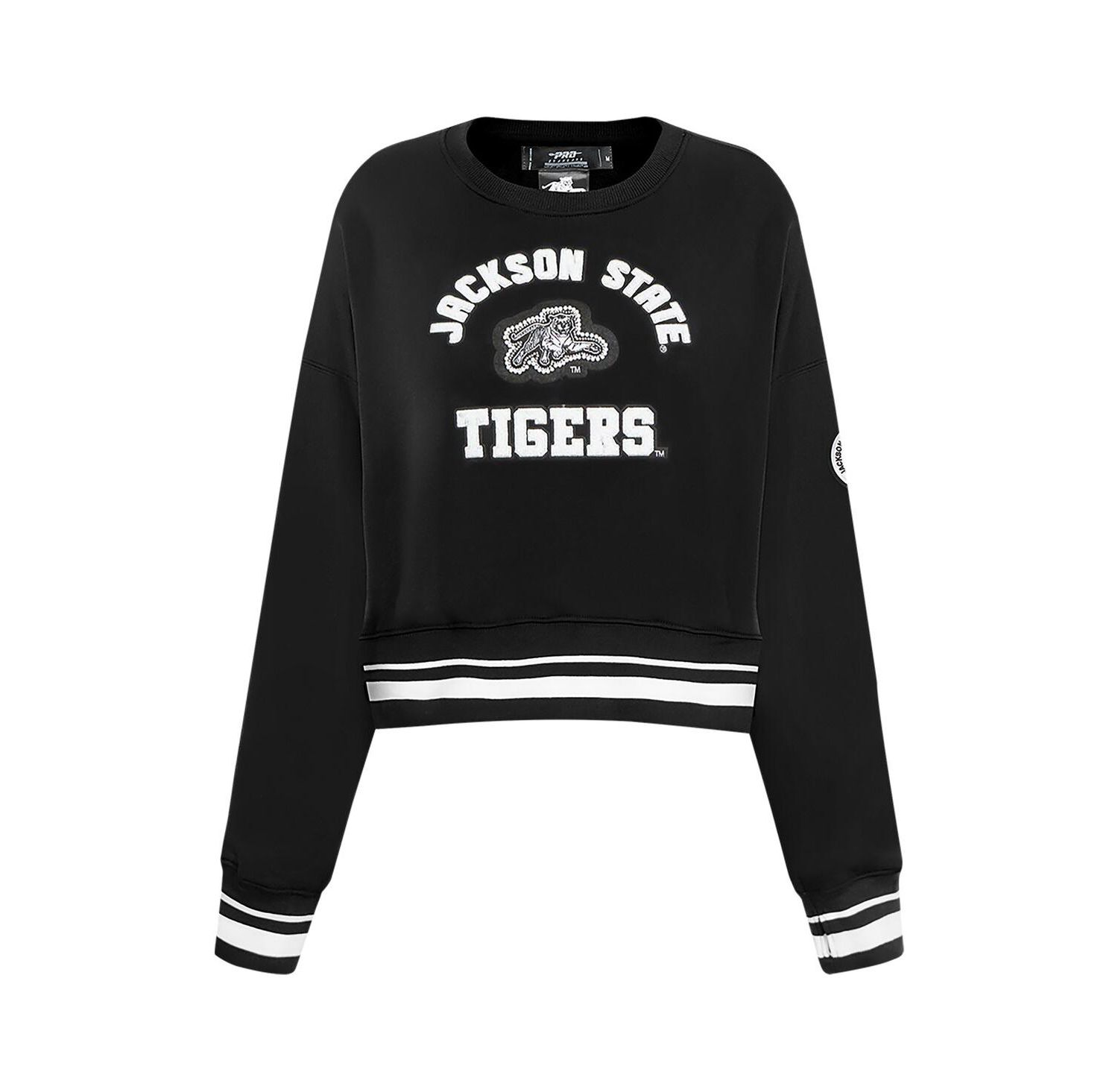 Women's Black Jackson State Tigers Cropped Pullover Sweatshirt