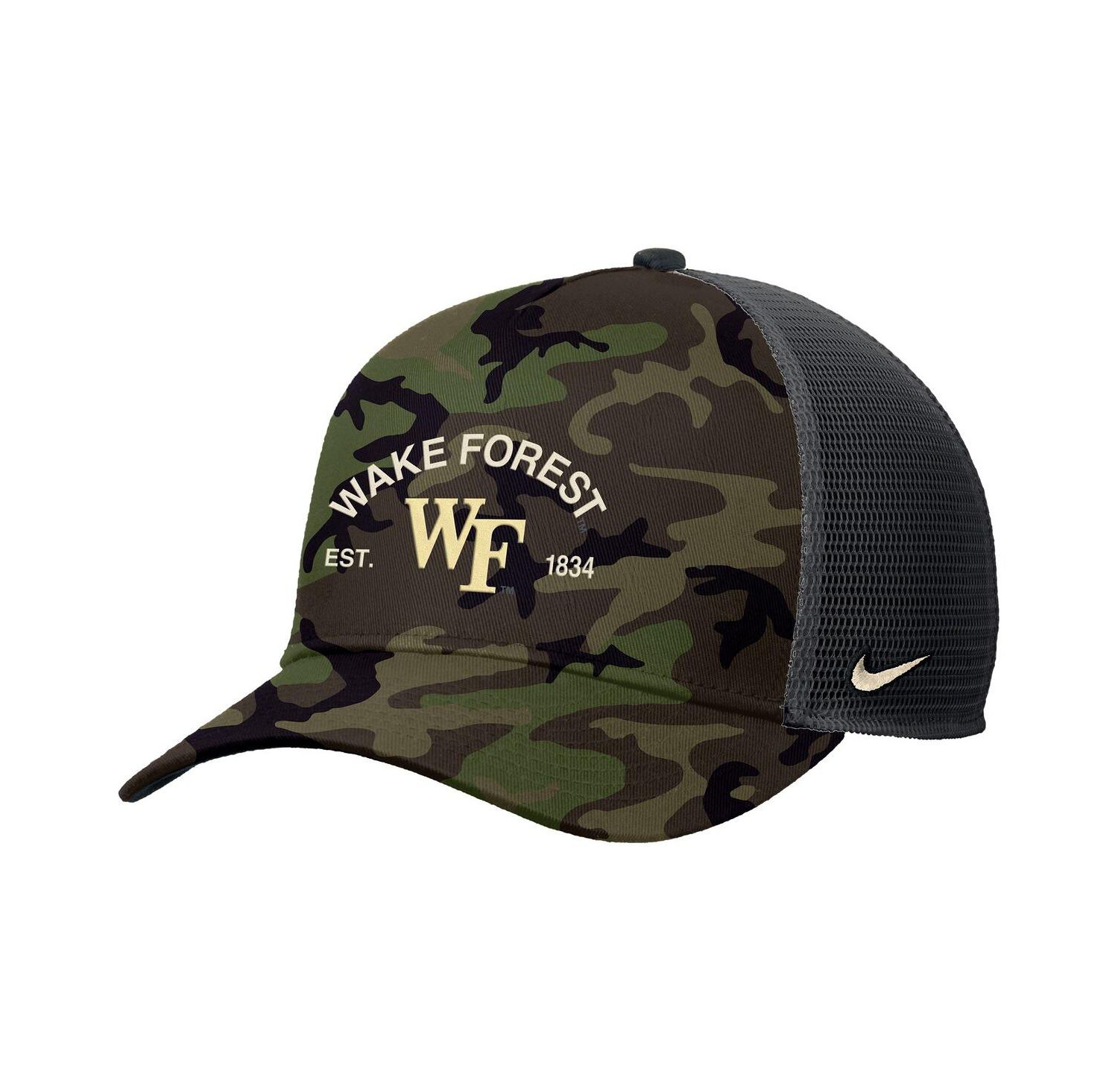 Men's Camo Wake Forest Demon Deacons 2025 Military Appreciation Rise Adjustable Trucker Hat
