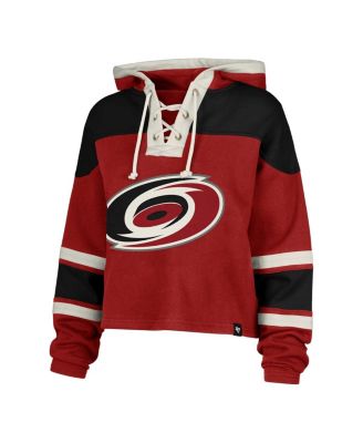 Women's Sebastian Aho Red Carolina Hurricanes Superior Lacer Cropped Pullover Hoodie
