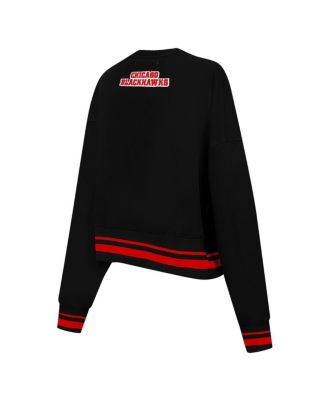 Women's Black Chicago Blackhawks Area Code Cropped Pullover Sweatshirt