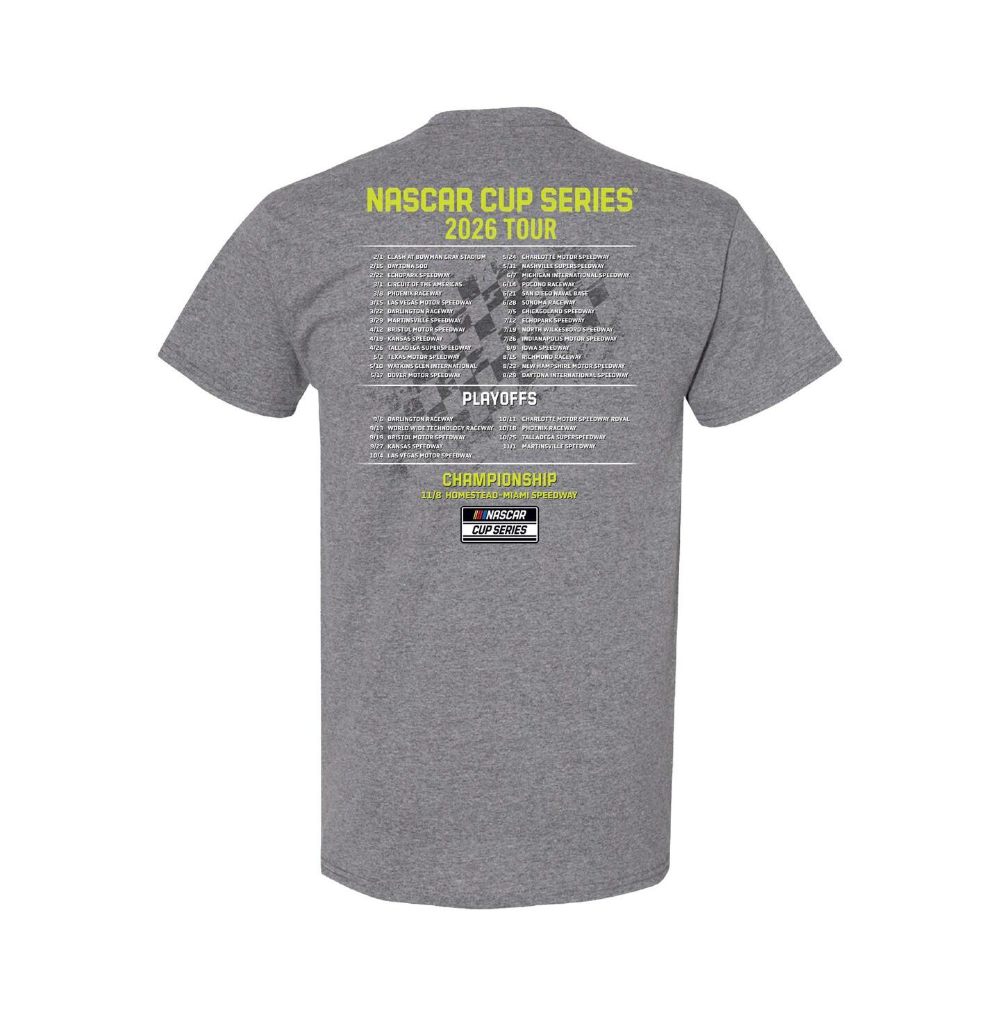 Мужская футболка Hendrick Motorsports Team Collection Heather Charcoal William Byron 2026 NASCAR Schedule — фото 2