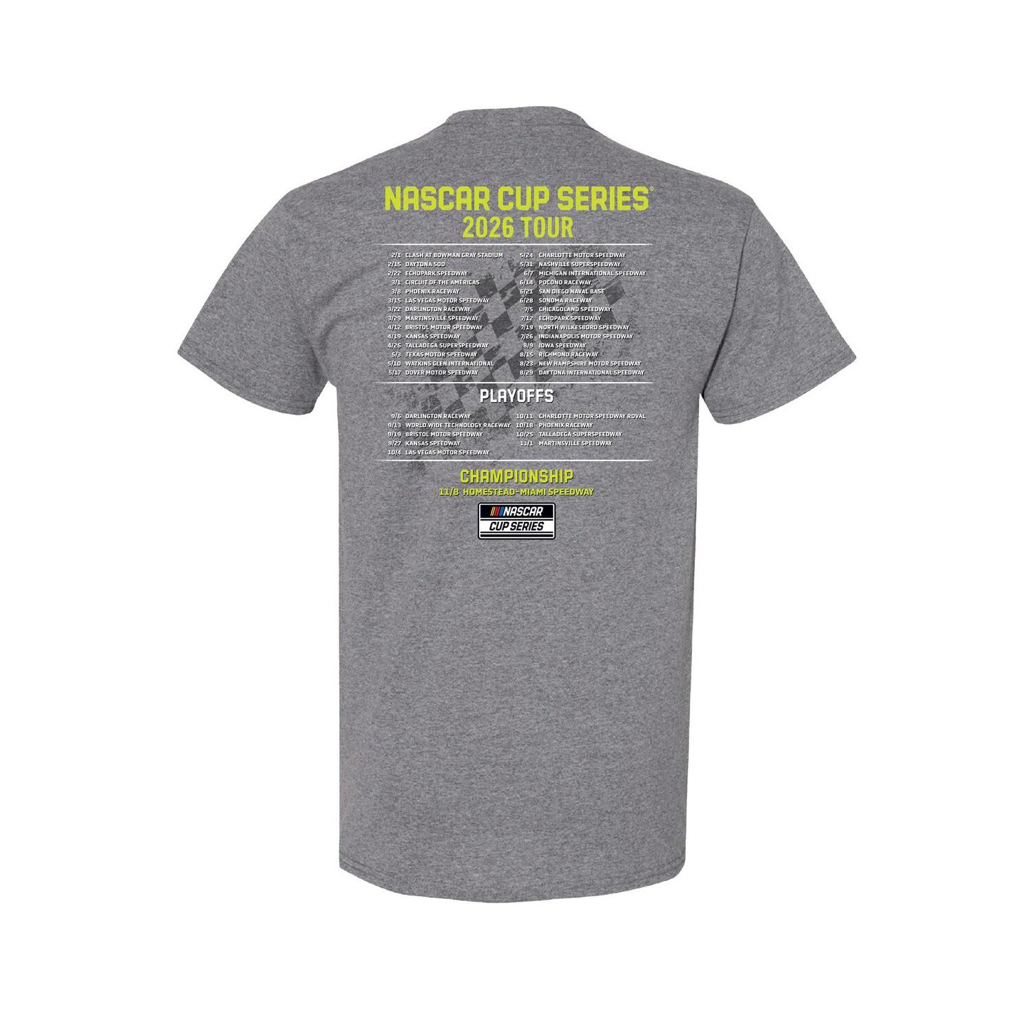 Men's Heather Charcoal William Byron 2026 NASCAR Schedule T-Shirt