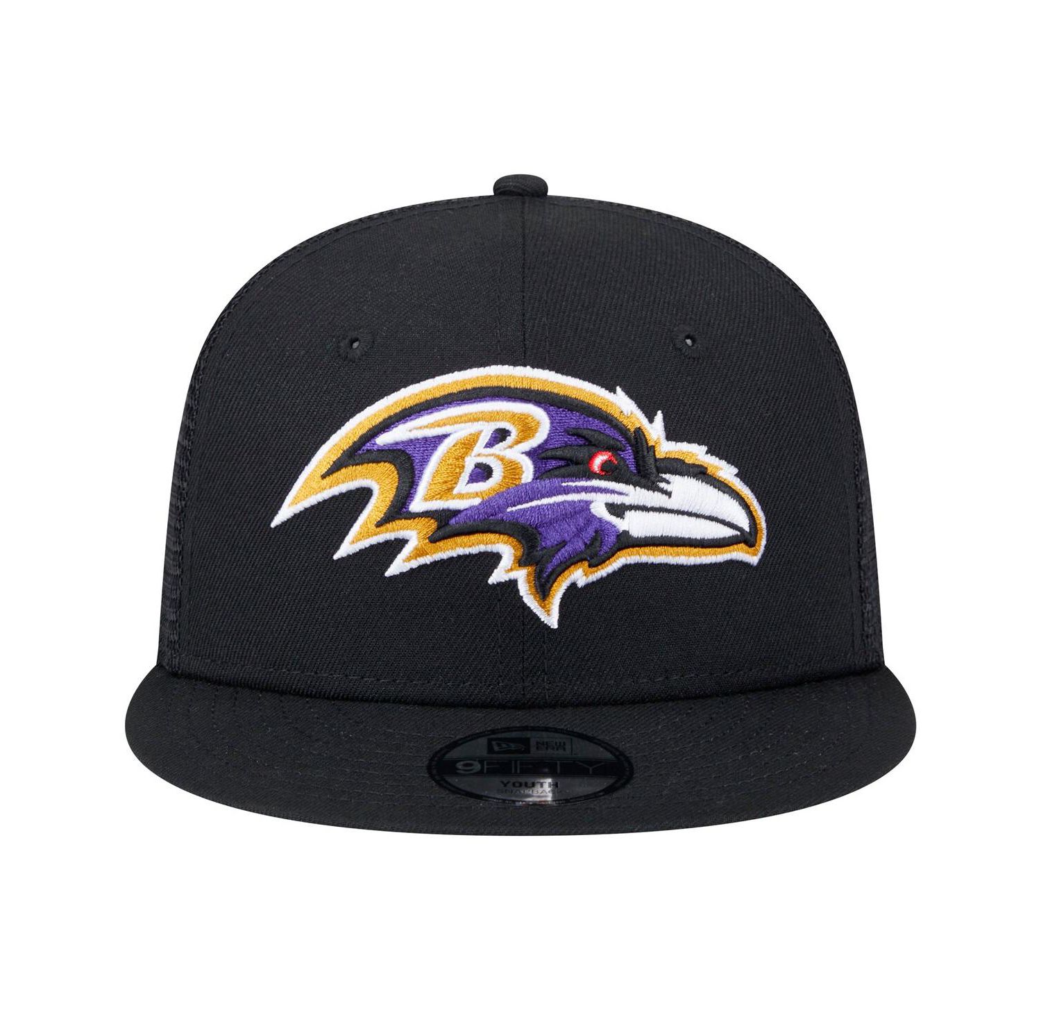 Big Boys and Girls Black Baltimore Ravens Main Trucker 9FIFTY Snapback Hat