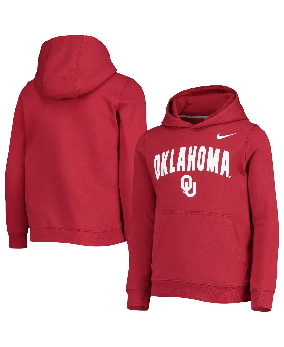Nike Big Boys and Girls Crimson Oklahoma Sooners Club Fleece Pullover Hoodie