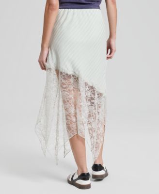 Women's Asymmetric Satin & Lace Skirt, Macy's Exclusive