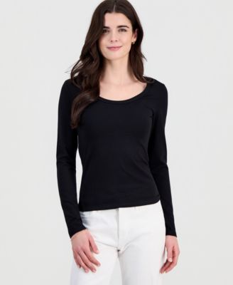 Juniors' Jersey Knit Long-Sleeve Top