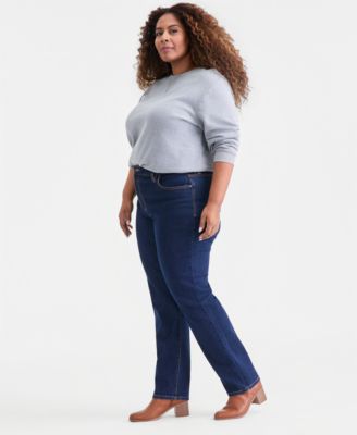 Style & Co Plus Size High-Rise Straight-Leg Jeans, Exclusively at Macy's
