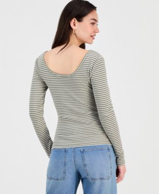 Women's Striped Double-Scoop Top, Macy's Exclusive
