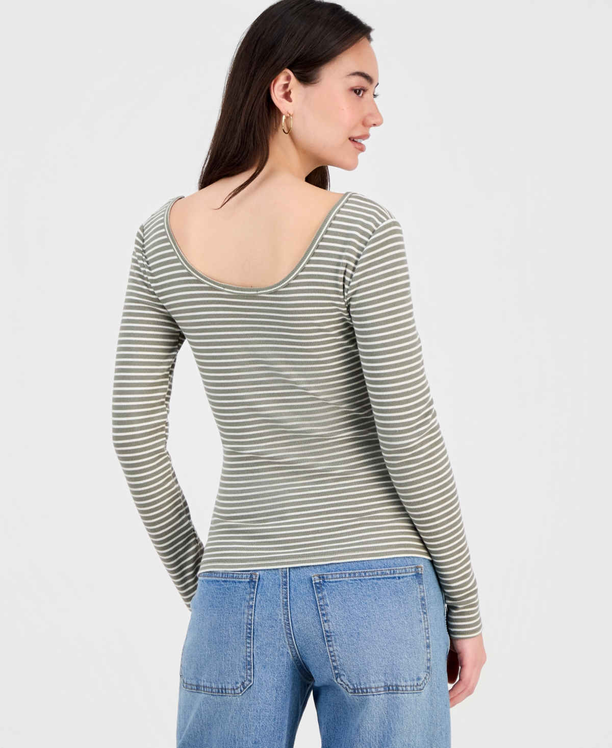 And Now This Women's Striped Double-Scoop Top, Macy's Exclusive
