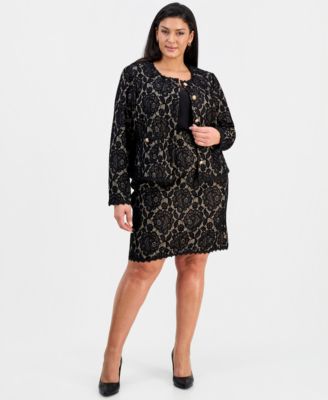 Plus Size Bonded-Lace Jacket