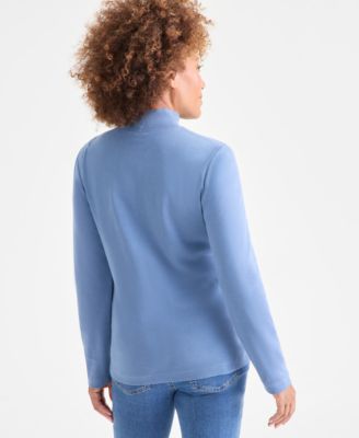 Women's Cotton Mock-Neck Long-Sleeve Tee, Created for Macy's