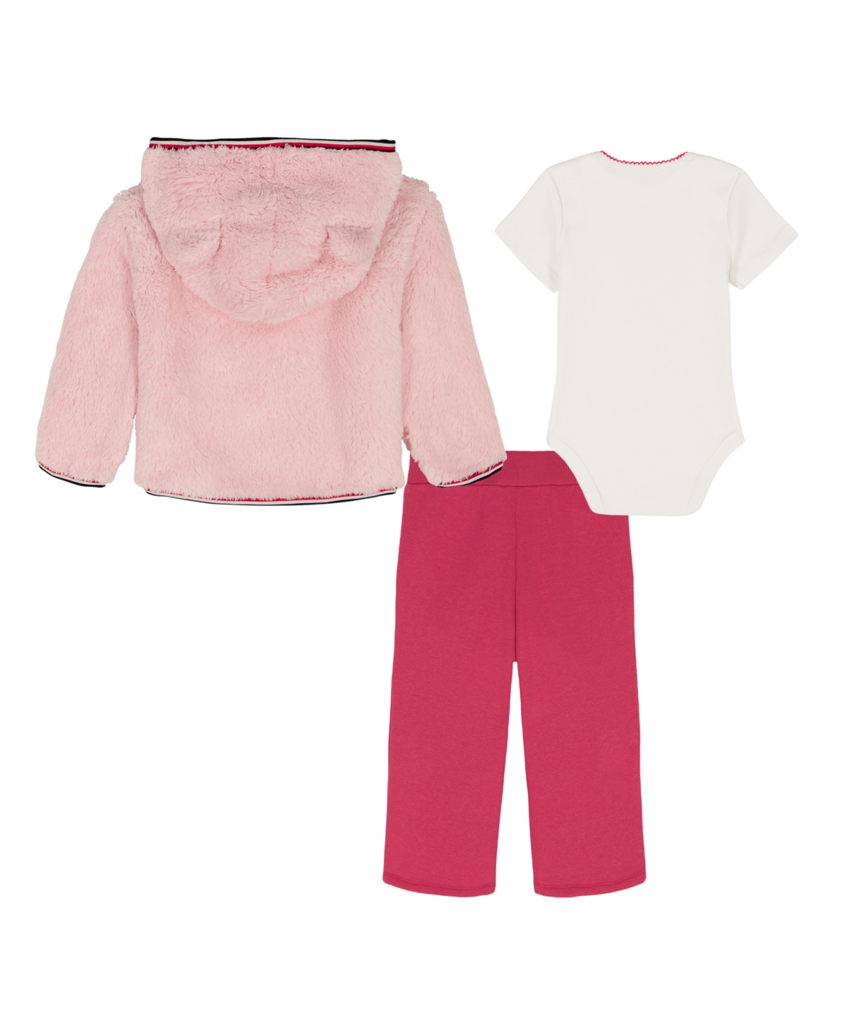 Tommy Hilfiger Baby Girls Jacket, Bodysuit And Pants, 3-piece Set In Pink