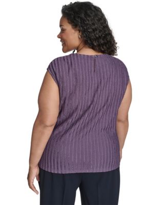 Women's Plus Size Cap Sleeve Textured Knit Top