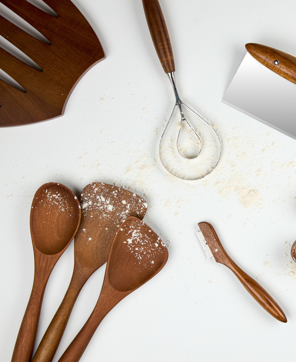 Nambe Breaking Bread Wood Utensils with Canister
