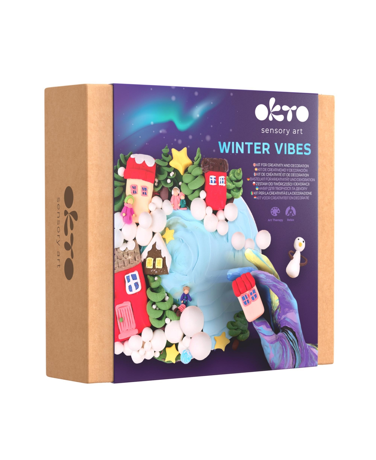 Wise Elk Okto Air-Dry Clay 3D Painting Kit – 3D Winter Vibes (11.4 x 11.4 in)