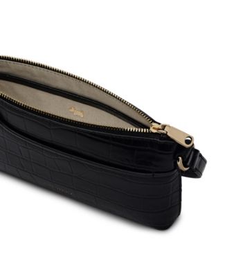 Pockets Faux Croc Mini Ziptop Shoulder Bag