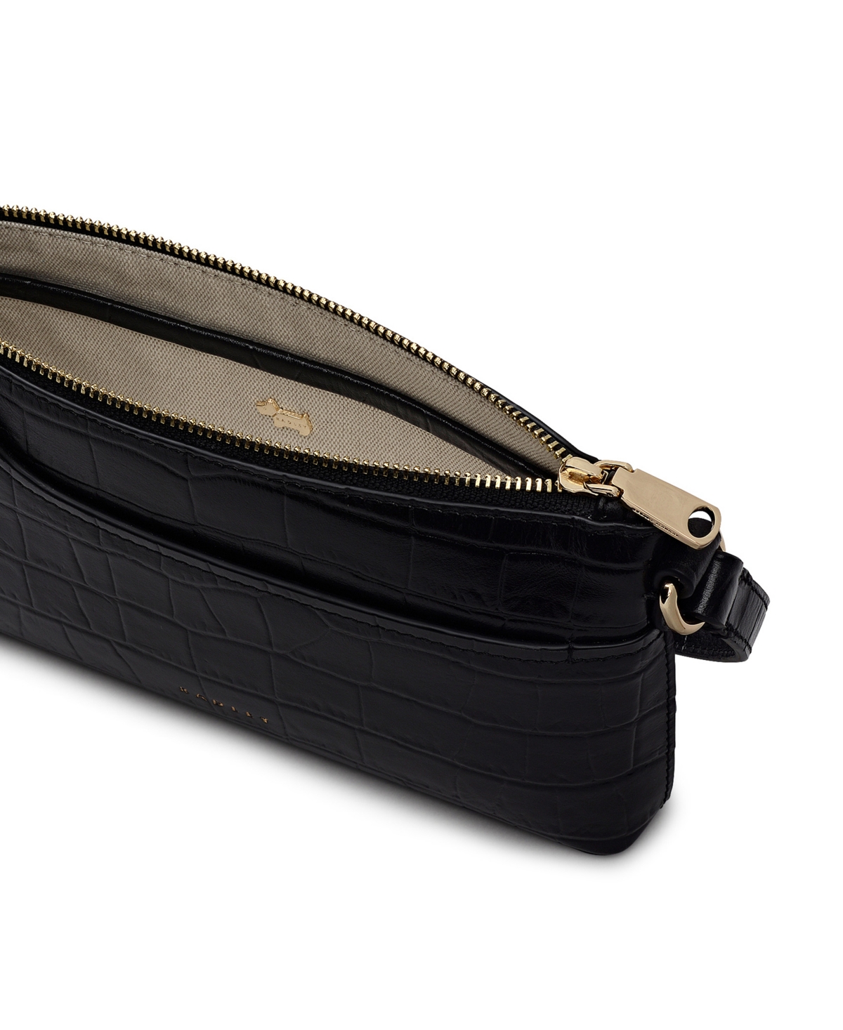 Radley London Pockets Faux Croc Mini Zip Top Shoulder Bag In Black