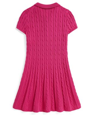 Girls' 7-16 Cable-Knit Short-Sleeve Sweater Dress
