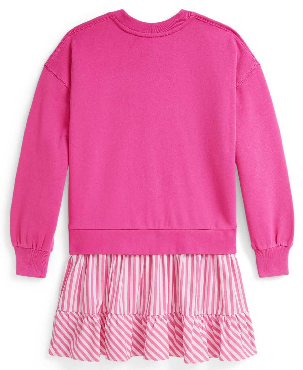 Polo Ralph Lauren Girls 7-16 Striped Skirt Loopback Fleece Long-Sleeve Dress
