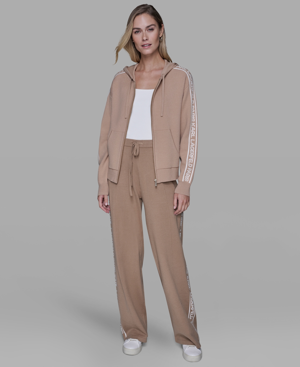 Karl Lagerfeld Petite Hooded Zip-front Sweatshirt