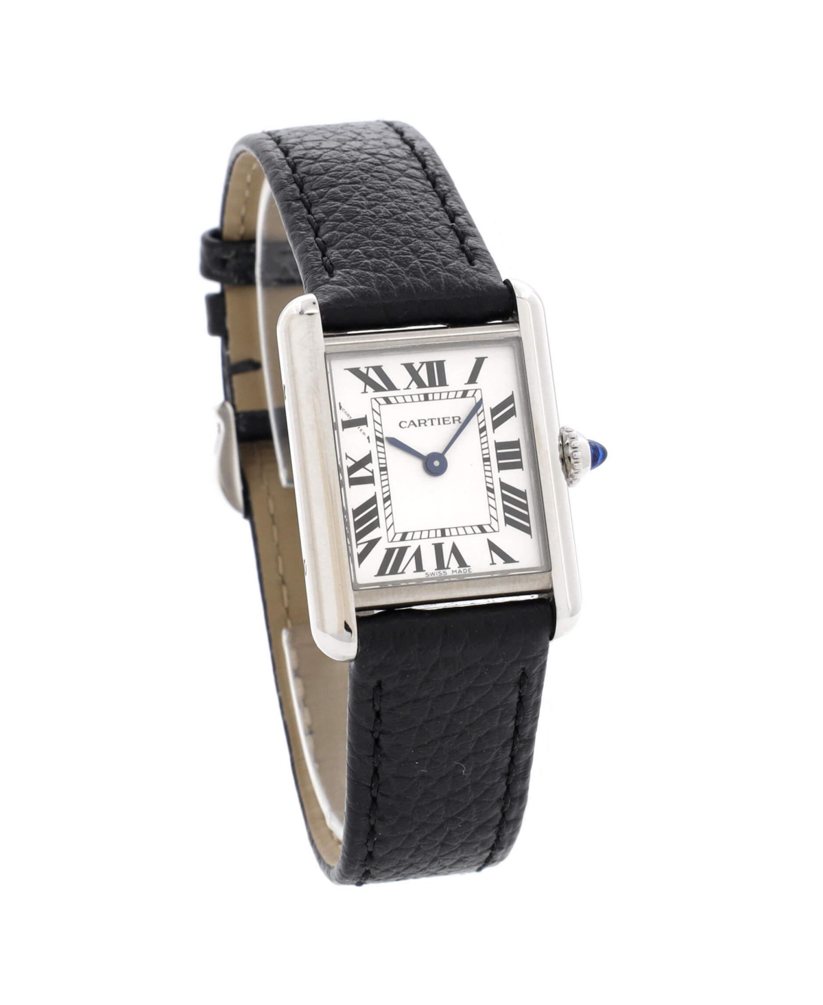 Pre-Owned Cartier Must de Cartier Tank Quartz Watch in Stainless Steel and Leather 22mm