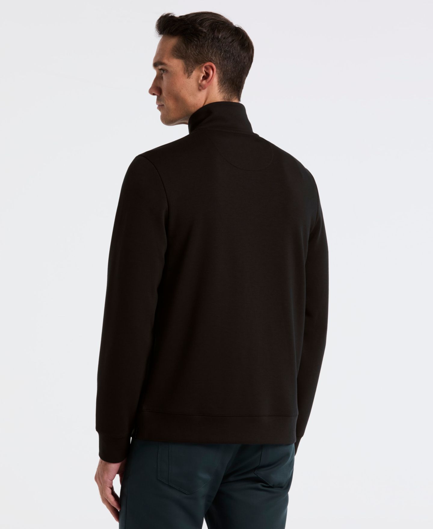 Мужской свитер Perry Ellis Neoprene Quarter-Zip Long-Sleeve Sweater, цвет: Чёрный — фото 4