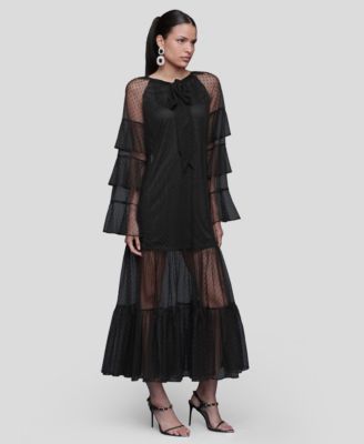 Women's Polka Dot Ruffle Tiered Maxi Dress