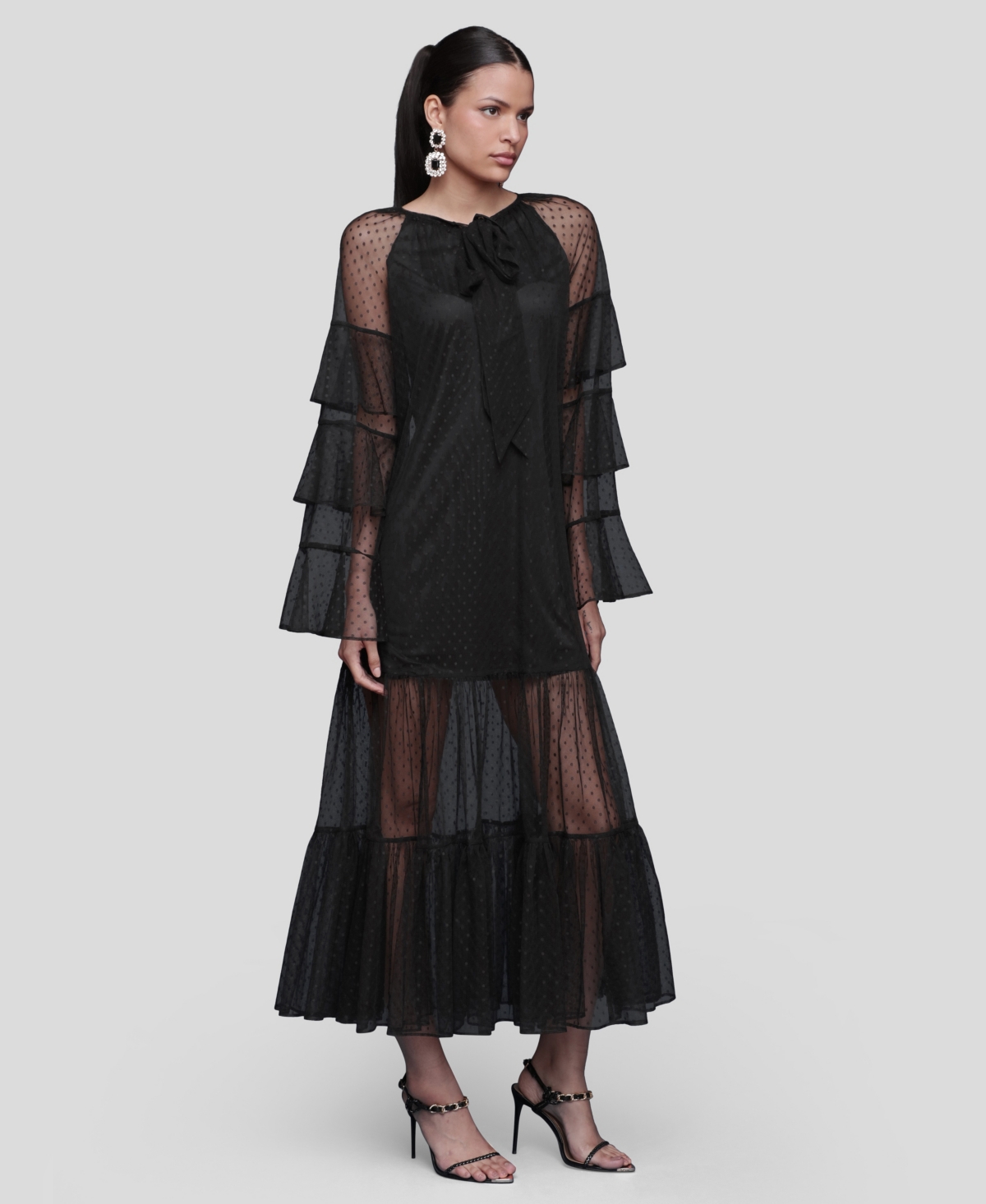 Avec Les Filles Women's Polka Dot Ruffle Tiered Maxi Dress In Multi