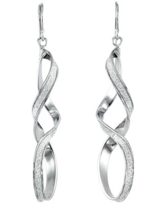 Glitter Twisted Teardrop 2-Pc. Dangle Earrings Set in Sterling Silver