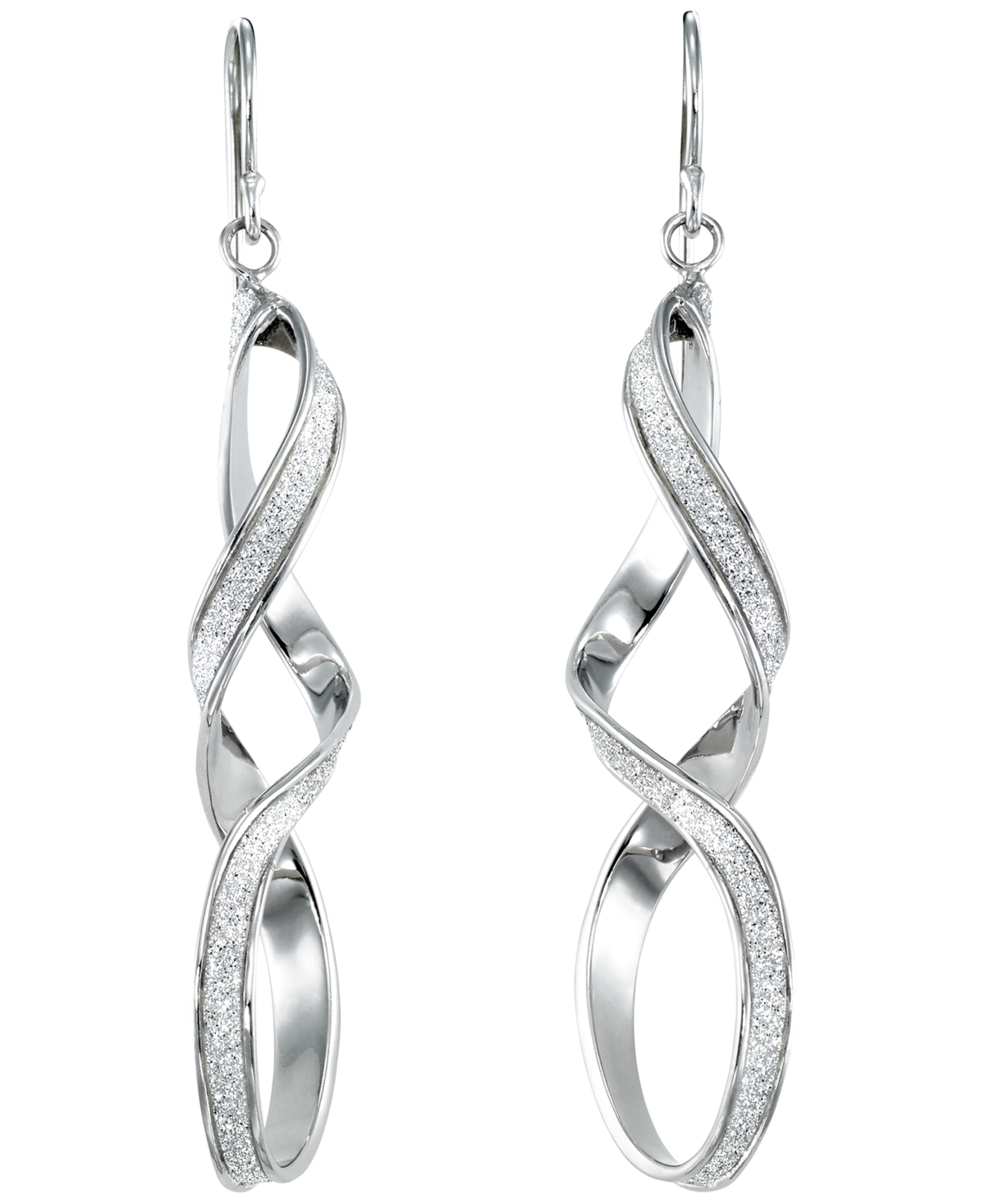 Macy's Glitter Twisted Teardrop 2-pc. Dangle Earrings Set In Sterling Silver In Silver